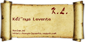 Kónya Levente névjegykártya